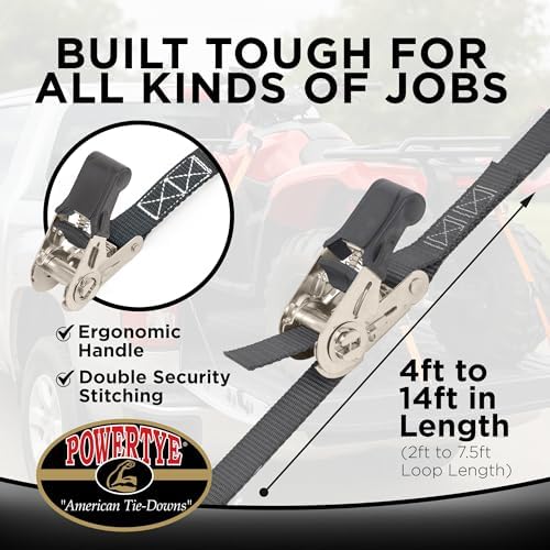 PowerTye 1in x 4ft Easy-Grip Endless Ratchet Straps - Image 3