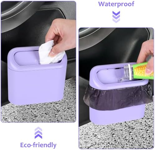 Accmor Car Trash Can with Lid, 2 Pack Mini Vehicle Garbage Can, Leakproof Auto - Image 4