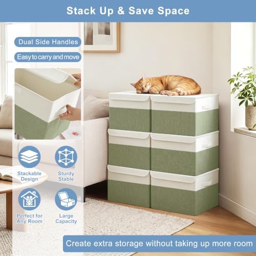 Bagnizer Large 22 Quart Linen Fabric Foldable Storage Bin Cube Organizer Basket - Image 5