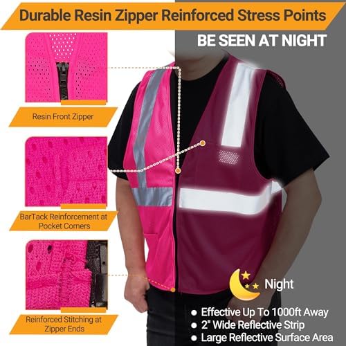 AYKRM 2 Pocket Mesh High Visibility Reflective Safety Vest - Image 2