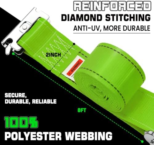 UTV Wheel Chock Tie Down Kit 4pk 2"x 8' 4400LBS E Track Tire Ratchet Straps - Image 6