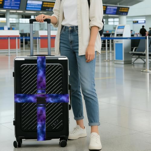 2PC, Galaxy Luggage Strap 1.97 x 70.87 inch Starry Sky Blue and Purple Nebula - Image 4