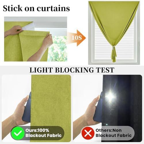 100% Blackout Self Adhesive Curtains- Stick on Curtains Shades Window Blinds - Image 2
