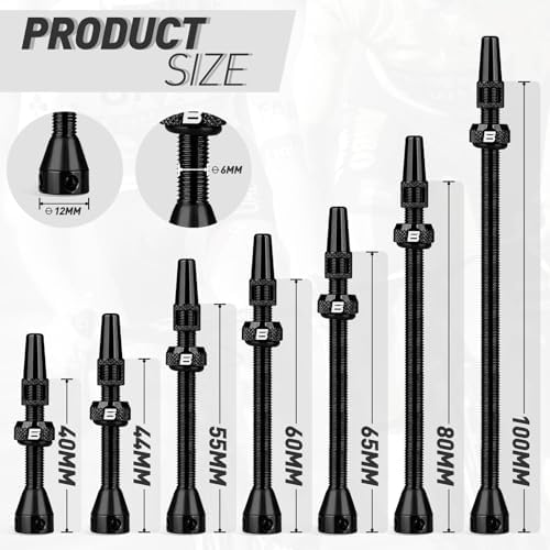 BWSHLF Tubeless Presta Valve Stem 40/44/55/60/65/70/80/100 mm, Super Light - Image 2