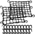 2 Pack 15"X15" Motorcycle Cargo Net Stretches to 30"x30", Total 20 Hooks by TKKEUEP