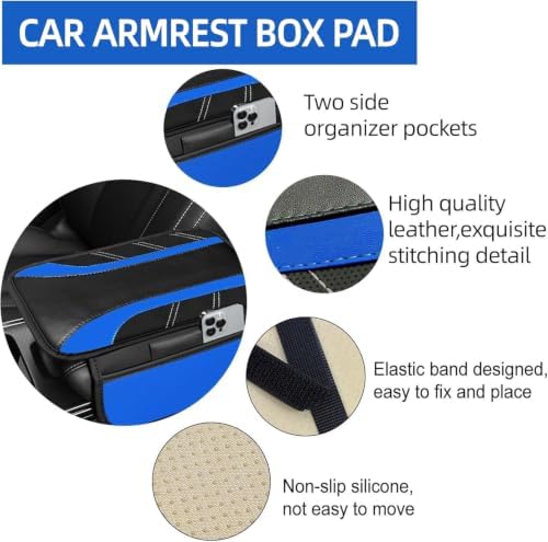 NBTEPEM 10 Pcs Blue Car Floor Mats Full Set & Sport Leather Blue Steering Wheel - Image 5
