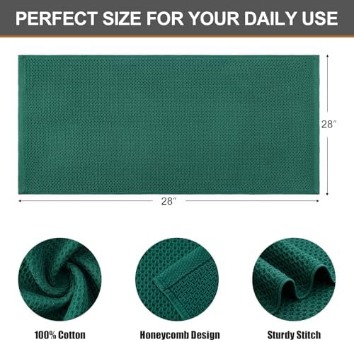 Kitinjoy 100% Cotton Waffle 8-Pack Kitchen Towels, Dark Green - Image 2