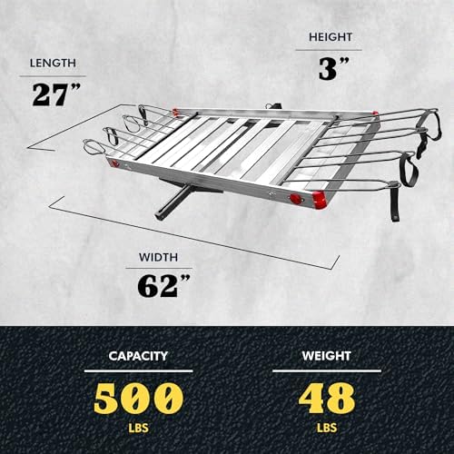 Tow Tuff Truck Hitch Cargo Carrier - 500 lb Aluminum 2-in-1 Rack - Image 3