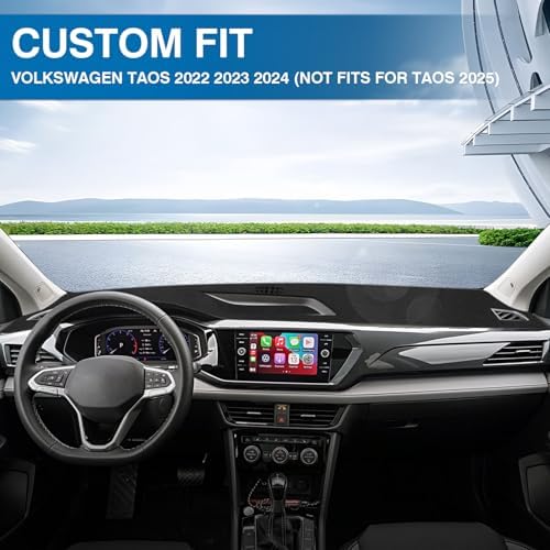 KUST Black Dash Cover for Volkswagen VW Taos 2022-2025 2026 Polyester Dashboard - Image 3