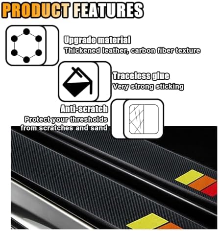 4PCS Tri-Color Door Sill Protectors, Carbon Fiber Door Threshold Protection - Image 3