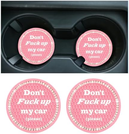 2 PCS Bling Car Cup Coaster, 2.75 Inch Anti-Slip Cup Holder Insert Coasters by Sylvil