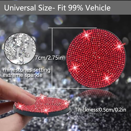 NBTEPEM 4pcs Bling Car Cup Holder Coaster, 2.75 inch Anti-Slip Shockproof - Image 2