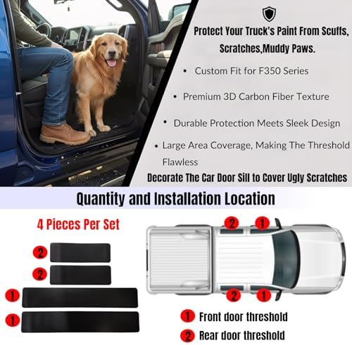 Car Door Sill Protectors for Ford F-350 F350 Super Duty 2000-2026 Accessories - Image 3