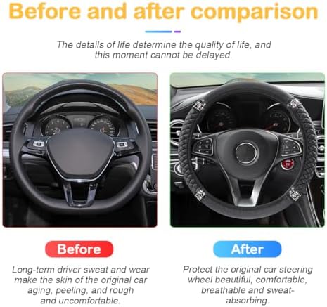 Osilly 15 Inch Rhinestone Leather Steering Wheel Cover - Image 5