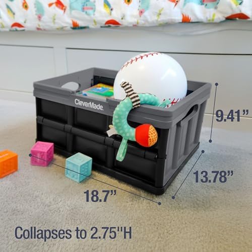CleverMade Collapsible Shopping Basket, 32L Storage Crate, 3 Pack - Image 4