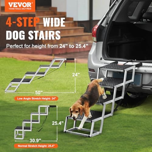 VEVOR 4-Step Dog Car Steps, Folding Dog Ramp - Image 2