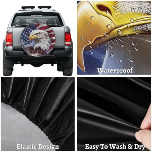 Spare Tire Cover for RV Trailer, American Flag Eagle Waterproof Sun Leather - Image 4