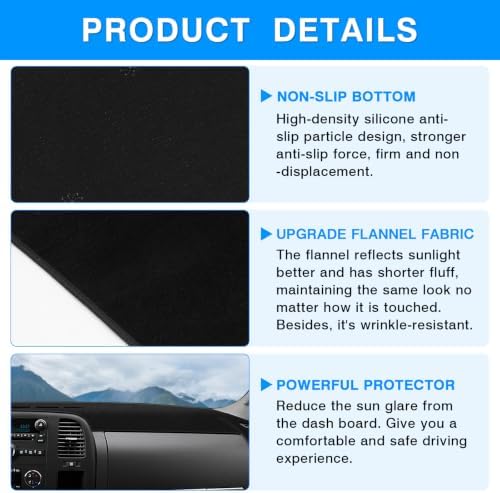 Autorder Dashboard Cover Mat for 2007-2013 Chevy Chevrolet Silverado&GMC Sierra - Image 6