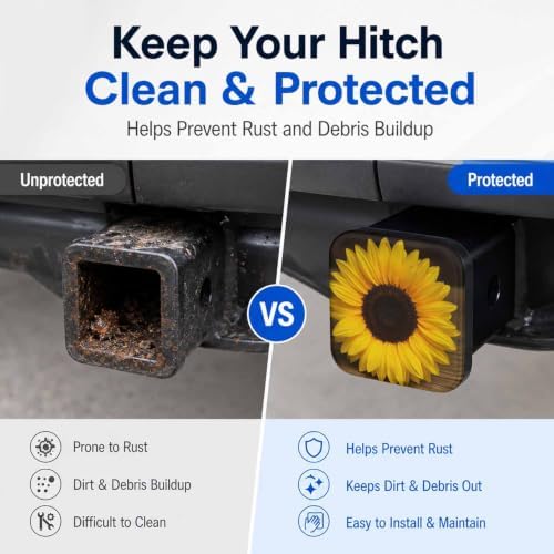 Trailer Hitch Covers Yellow Sunflower Heavy Duty 2 Inch Hitch Cover - Image 5