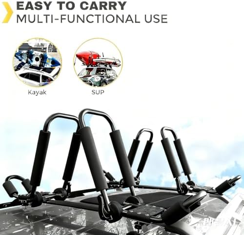 Kayak Roof Rack, Aluminum Kayak Carrier Folding J-Style Universal 3-in-1 - Image 3