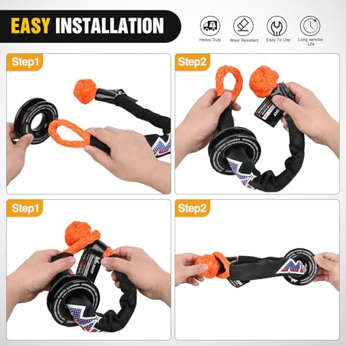 Nilight 2PCS Synthetic Soft Shackle 1/2" x 24" & Recovery Ring Kit - Image 7