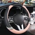 15 inch Cute Leather Steering Wheel Cover Black and Pink by Binsheo