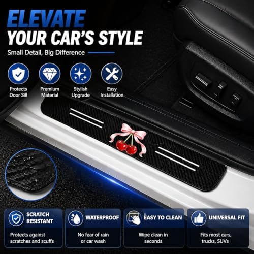 5PCS Religion Car Door Sill Protector, Carbon Fiber Leather Sill Stickers - Image 7