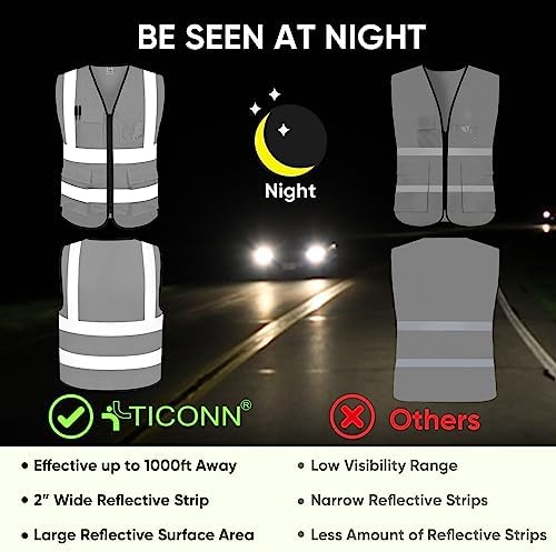 TICONN High Visibility Reflective Safety Vest - Image 3
