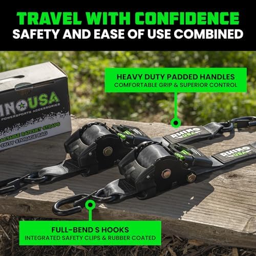 Rhino USA Retractable Ratchet Straps - 2in x 10ft - Image 3