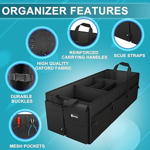 Sposuit Large Trunk Organizer - 98L Collapsible Car Storage Organizer - Image 3