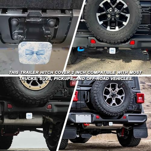 2 Inch Blue Bow Floral Trailer Hitch Cover Rubber Receiver Tube Plug Cap - Image 5