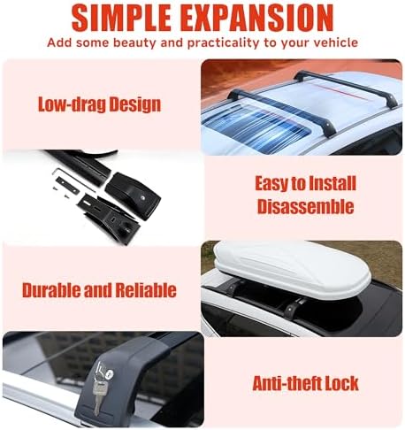 Roof Rack Cross Bars for 2017-2026 Volkswagen VW Atlas 396lbs Lockable Roof - Image 5