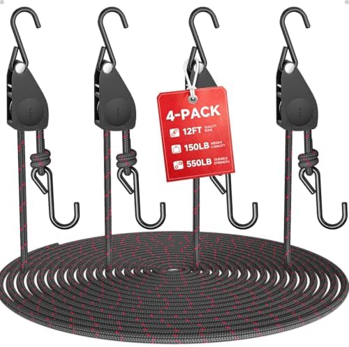 Fondwell Rope Tie Downs Small Ratchet Straps, Adjustable Grow Light Hangers by Fondwell