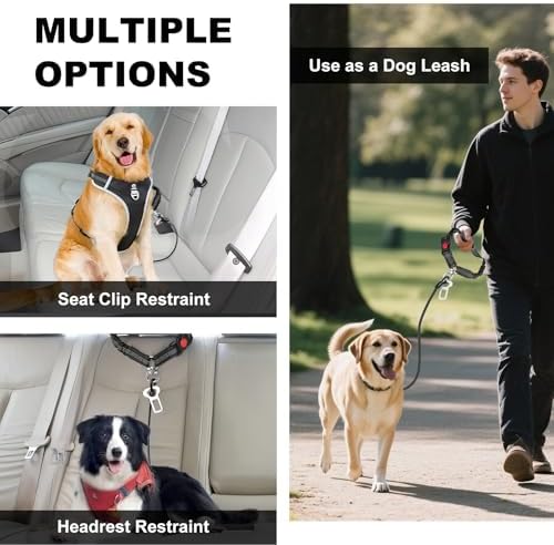 Dog Seat Belt for Car, Chew Proof Dog Car Seat Belt, 2 in 1 Car Harness for - Image 5
