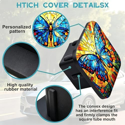 Hitch Receiver Cover 2" Stained Glass Beautiful Butterfly Trailer Hitch Cover - Image 3