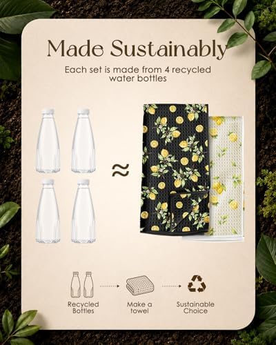 Miss Adola 2pcs Double-Sided Microfiber Kitchen Towels, Lemon Refreshment - Image 2