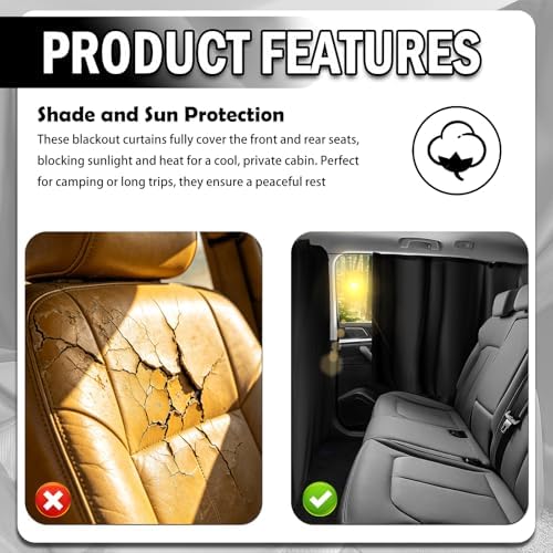 3PCS Car Privacy Curtains, Portable Cars Windows Curtains - Image 4