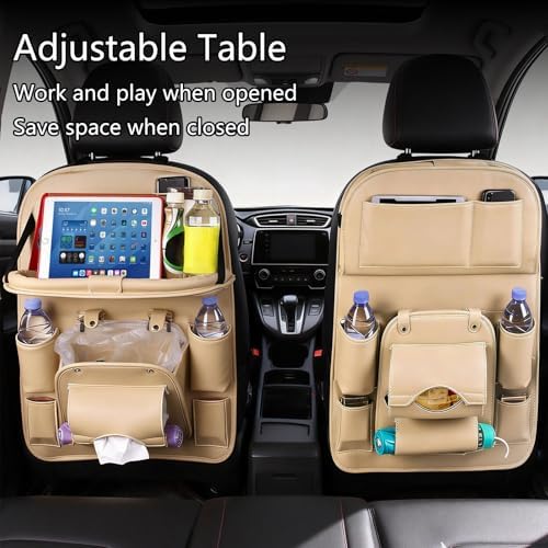 Backseat Car Organizer with Tray, 1 Pack Leather Seat Storage - Image 4