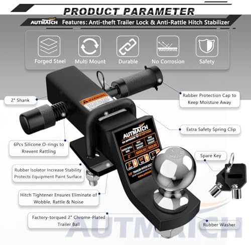 AUTMATCH Trailer Hitch Ball Mount - Image 4