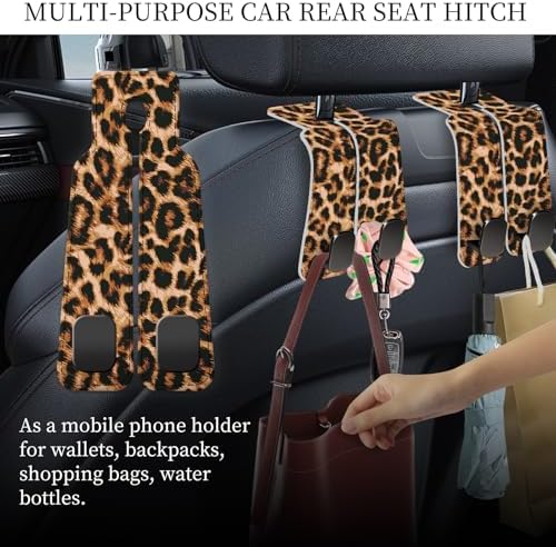 PU Leather Car Seat Hook, Storage Headrest Hanger, Cute Car Backseat Organizer - Image 2