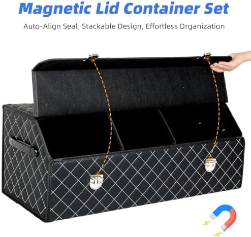 Car Trunk Organizer with Sturdy Faux Leather Lid - Image 3