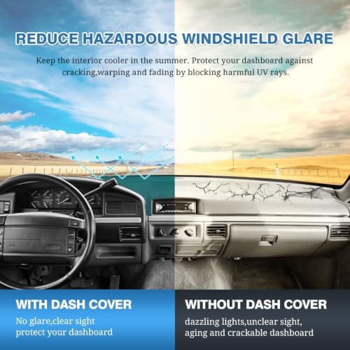 FIILINES Dash Cover Fit for Ford F150 F250 F350 1992-1996, Dashboard Mat Exact - Image 6