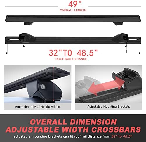 J2 Engineering J2-RR-120-BK Pair of 49" Aluminum Roof Rack Cross Bars Cargo - Image 2