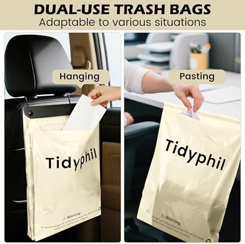 50 Bags Hanging Car Trash Bags Disposable, 2 Gallon Car Garbage Bags. Beige - Image 5