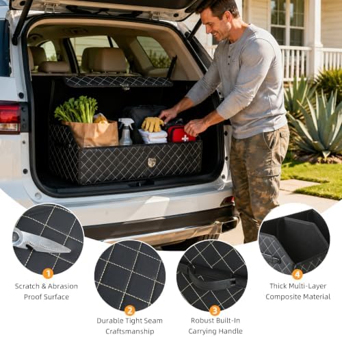 Car Trunk Organizer with Sturdy Faux Leather Lid - Image 6