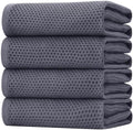 Homaxy 100% Cotton Oversized Waffle Weave Kitchen Towels 4-Pack, Dark Grey by Homaxy