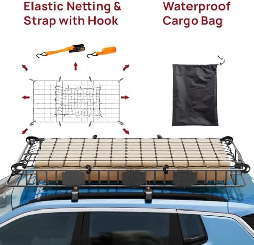 Bonnlo 250lbs Extendable Rooftop Cargo Carrier, 84 * 39 * 5.5inch Universal - Image 4