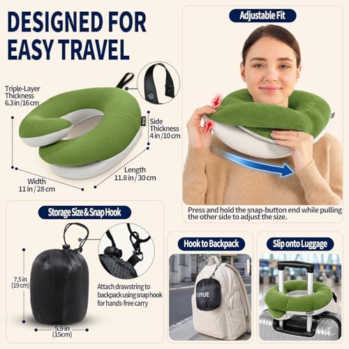 BUYUE Travel Neck Pillows for Airplanes, Memory Foam 360° Head Support Sleep - Image 5