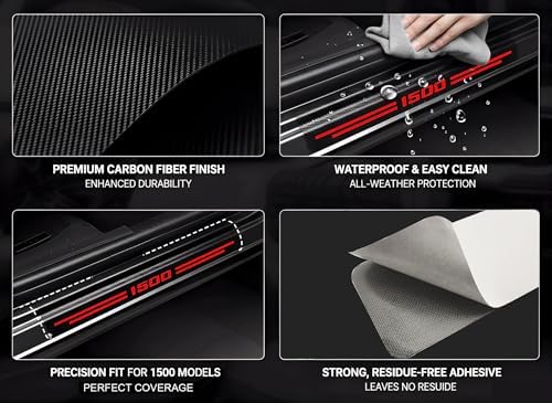 4 Pcs Carbon Fiber Door Sill Scuff Protector Auto Door Entry Guard Scratch - Image 4