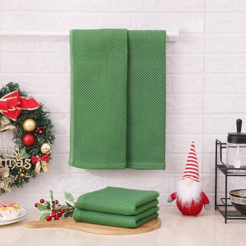 Kitinjoy 100% Cotton Waffle 8-Pack Kitchen Towels, Grass Green - Image 6